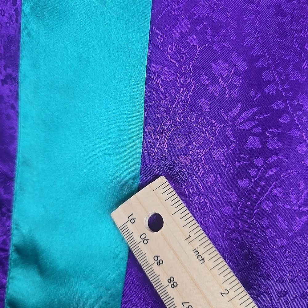 Victoria's Secret VTG Gold Label Satin Robe One Size Purple Green Paisley Retro‎ - Picture 7 of 8